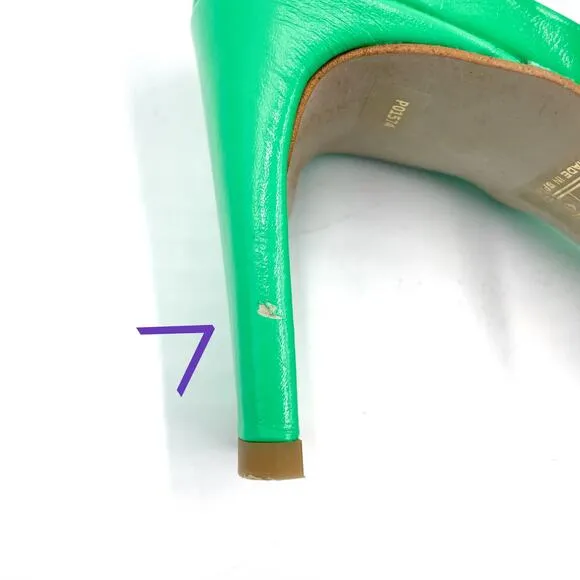 Alohas Bellini Neon Green Sandals Leather Strappy Heels Square Toe 39 EU / 8 US