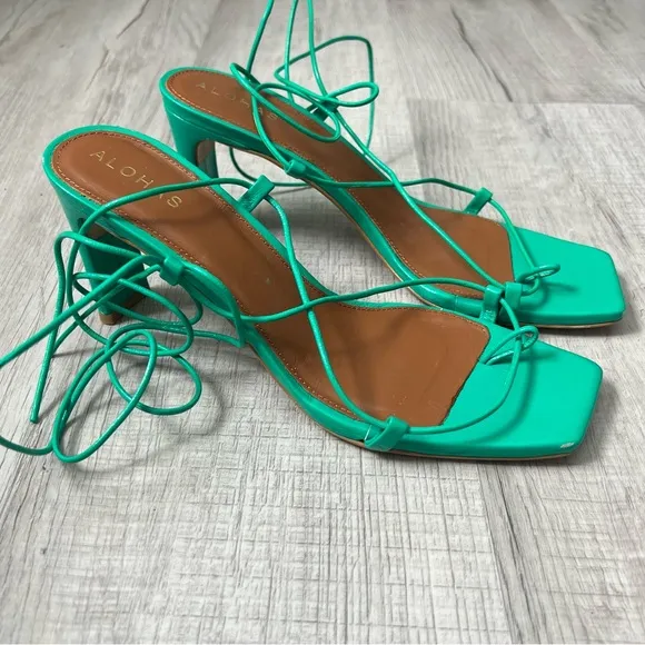 ALOHAS BELLINI SANDAL NEON GREEN STRAPPY LACE UP Size 40