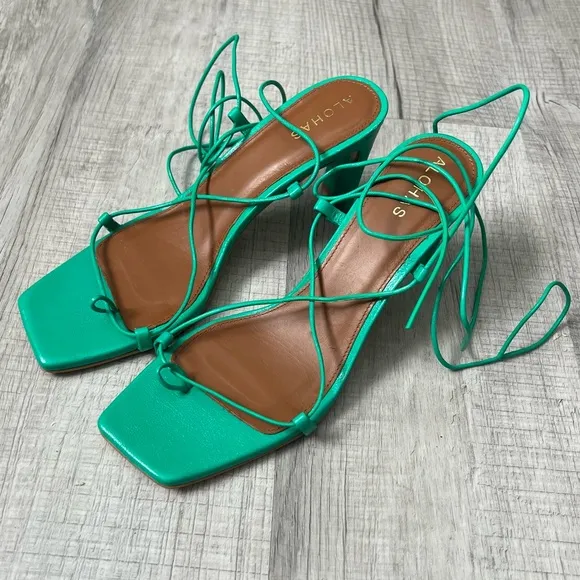 ALOHAS BELLINI SANDAL NEON GREEN STRAPPY LACE UP Size 40