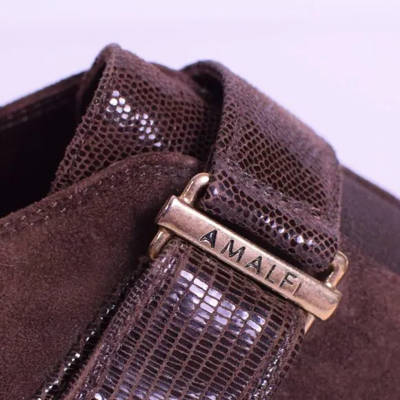 AMALFI Women's Made in Italy Egadi Leather Monk Strap Mary Jane Loafer - 7.5 M