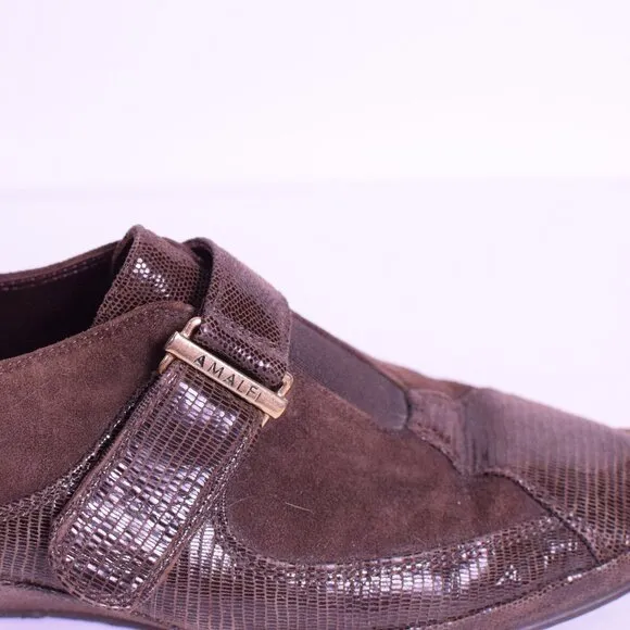 AMALFI Women's Made in Italy Egadi Leather Monk Strap Mary Jane Loafer - 7.5 M