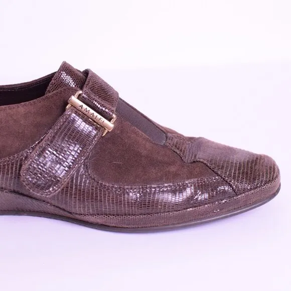 AMALFI Women's Made in Italy Egadi Leather Monk Strap Mary Jane Loafer - 7.5 M