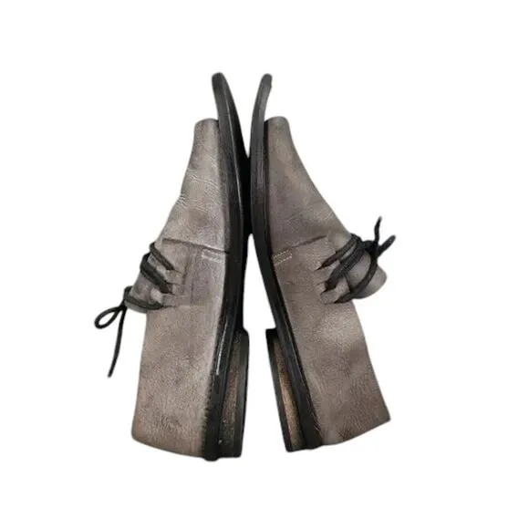 Anat Dahari Shoes Womens 36 Walk Handcrafted Leather Open Toe Flats Lace Up Gray