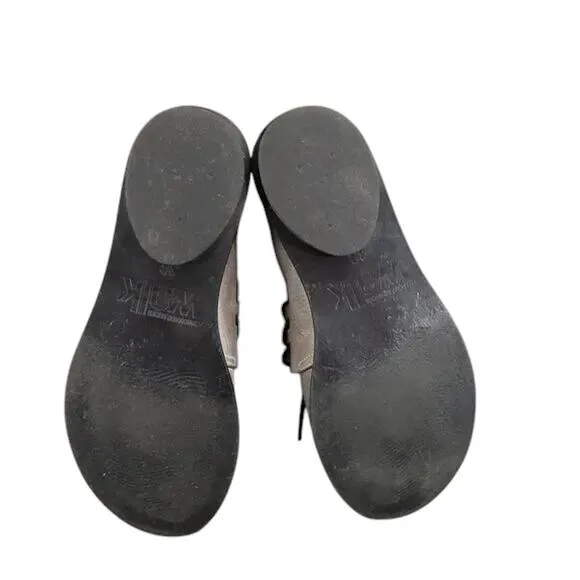Anat Dahari Shoes Womens 36 Walk Handcrafted Leather Open Toe Flats Lace Up Gray