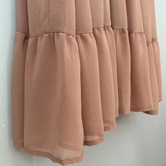 Andrée by Unit • Babydoll Tiered Shift Dress in Tan Iced Mocha Latte Pink Sz 3X