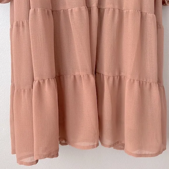 Andrée by Unit • Babydoll Tiered Shift Dress in Tan Iced Mocha Latte Pink Sz 3X