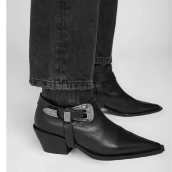 Anine Bing Black Western Ankle Boot, Size 40