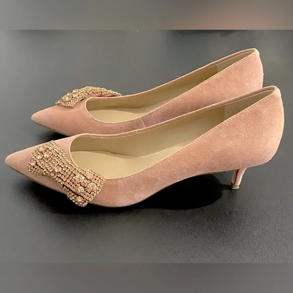 Ann Taylor Kiera Pearlized Crystal Bow Pumps New Bling Pink Wedding Bridesmaid