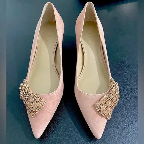 Ann Taylor Kiera Pearlized Crystal Bow Pumps New Bling Pink Wedding Bridesmaid