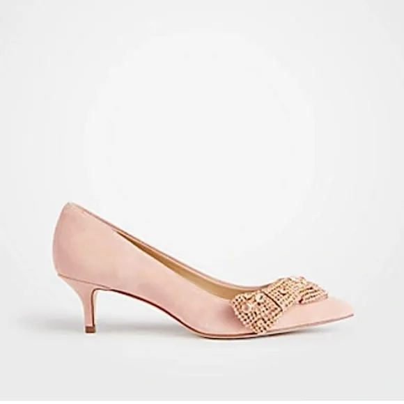 Ann Taylor Kiera Pearlized Crystal Bow Pumps New Bling Pink Wedding Bridesmaid