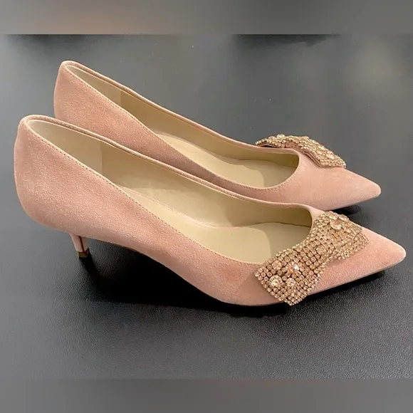 Ann Taylor Kiera Pearlized Crystal Bow Pumps New Bling Pink Wedding Bridesmaid