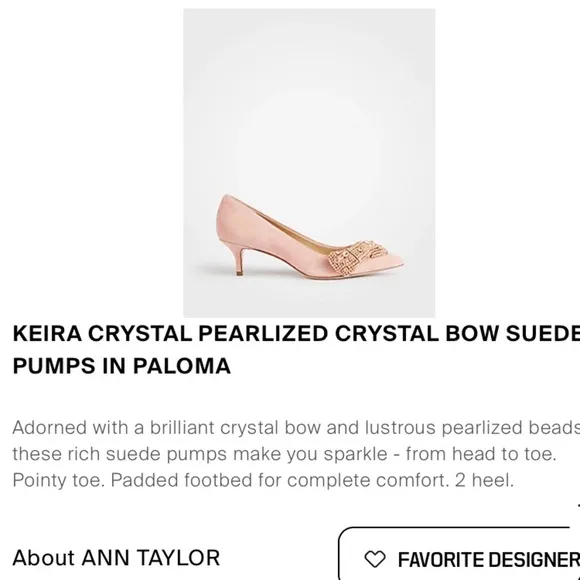 Ann Taylor Kiera Pearlized Crystal Bow Pumps New Bling Pink Wedding Bridesmaid