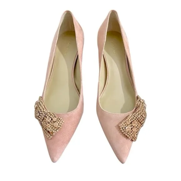 Ann Taylor Kiera Pearlized Crystal Bow Pumps New Bling Pink Wedding Bridesmaid