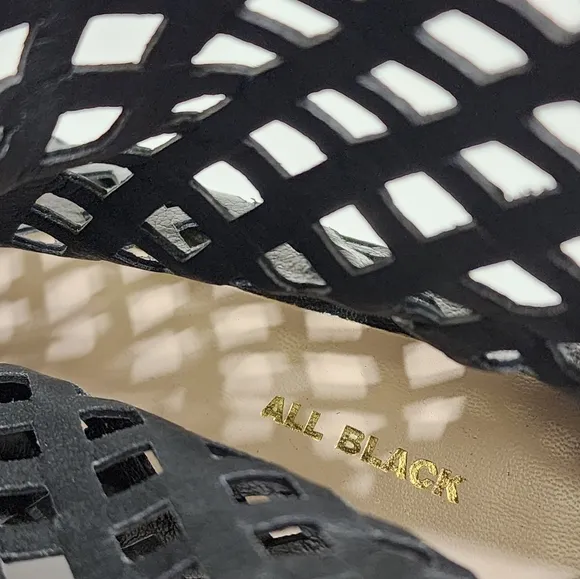 anthropologie ALL BLACK OT Perf Flatform Camper Shoes Open Toe  Lace Up 6.5