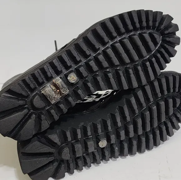 anthropologie ALL BLACK OT Perf Flatform Camper Shoes Open Toe  Lace Up 6.5