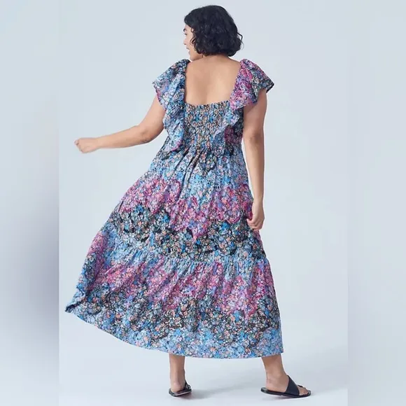 Anthropologie Clementina Eyelet Maxi Dress Medium