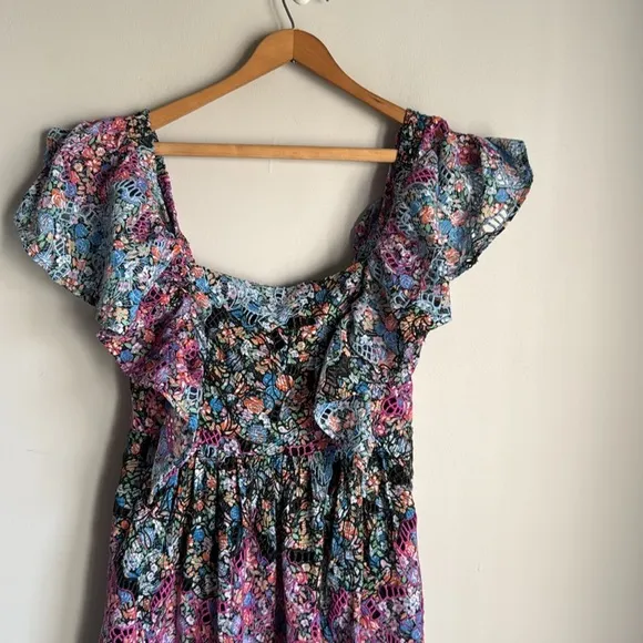 Anthropologie Clementina Eyelet Maxi Dress Medium