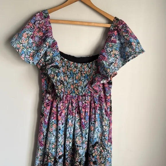 Anthropologie Clementina Eyelet Maxi Dress Medium