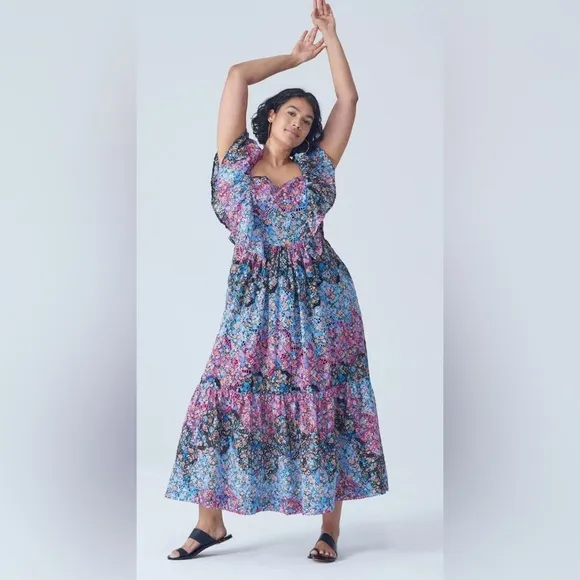 Anthropologie Clementina Eyelet Maxi Dress Medium