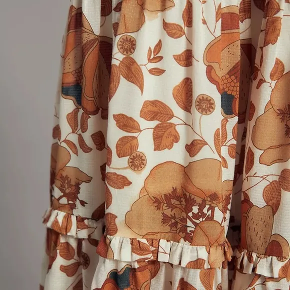 Anthropologie Tiered Floral Maxi Floral Dress Sweetheart Keyhole Bohemian S