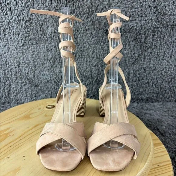 Anthropologie Tabitha Block Heel Shoe Women 8.5 Ankle Wrap Strap Open Toe Brazil