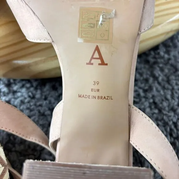 Anthropologie Tabitha Block Heel Shoe Women 8.5 Ankle Wrap Strap Open Toe Brazil