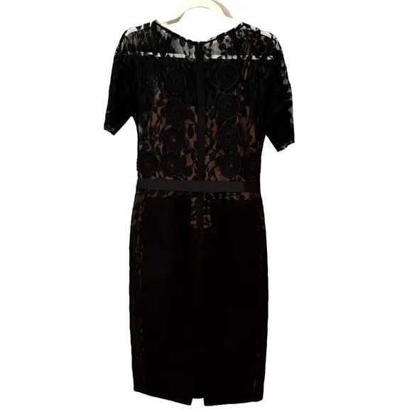 Anthropology Byron Lars Beguile Black Carissima Floral Lace Sheath Dress Sz 6
