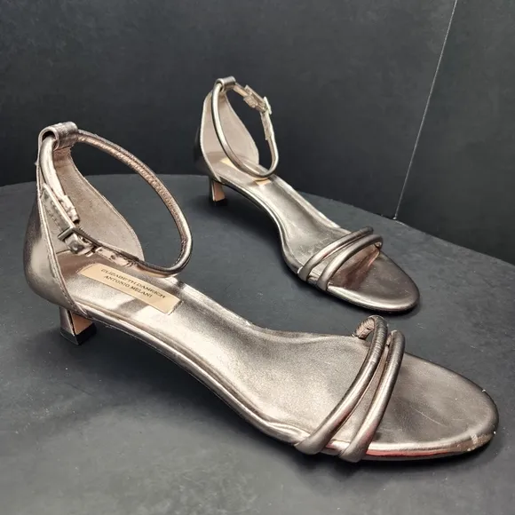 Antonio Melani sandals 9 Narrow silver leather padded strappy kitten new $150