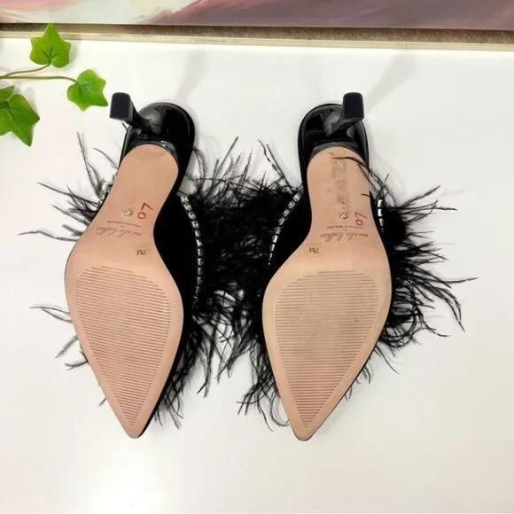 Antonio Melani x Nicola Bathie Liz Ostrich Feathers Rhinestone Suede Dress Mules