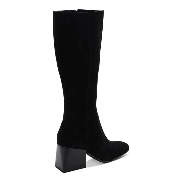 AQUA COLLEGE Womens Black Tori Square Toe Stacked Heel Boots Shoes 8.5 M