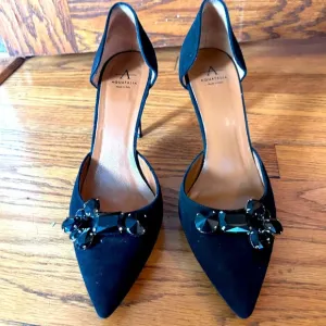 Aquatalia Black Bejeweled Pumps Size 8.5 EUC