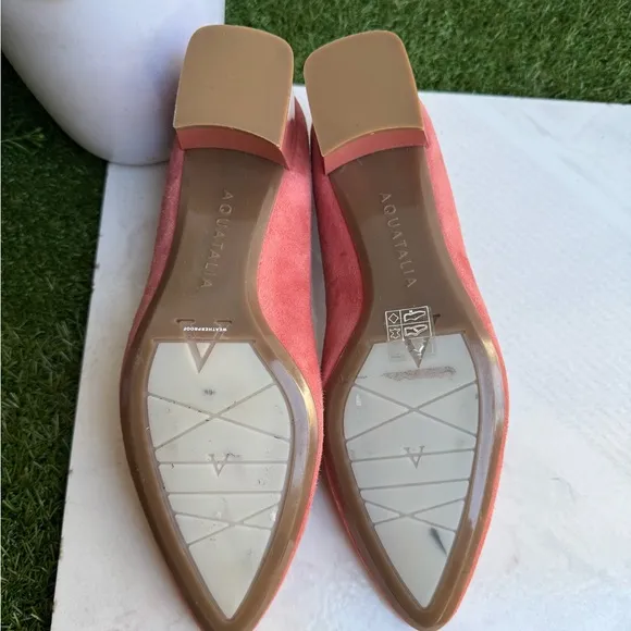 AQUATALIA Pasha Pump Elegant Suede Leather Pink Block Heel Women Shoes Sz 8 new