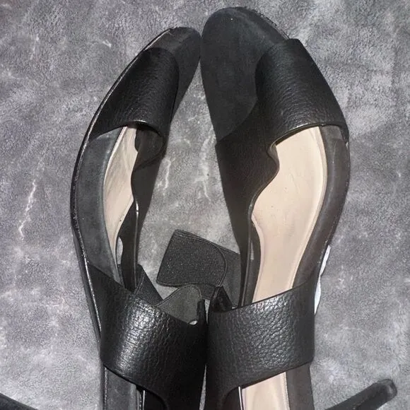 Aquatalia Pebbled Black Leather Strappy Sandals Sz 9.5