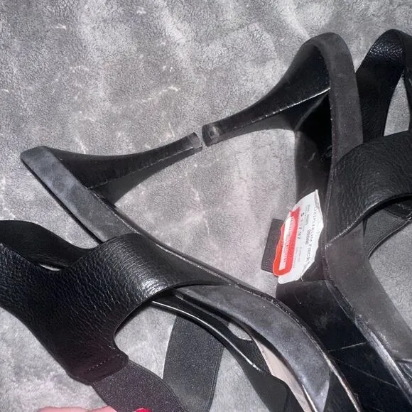 Aquatalia Pebbled Black Leather Strappy Sandals Sz 9.5