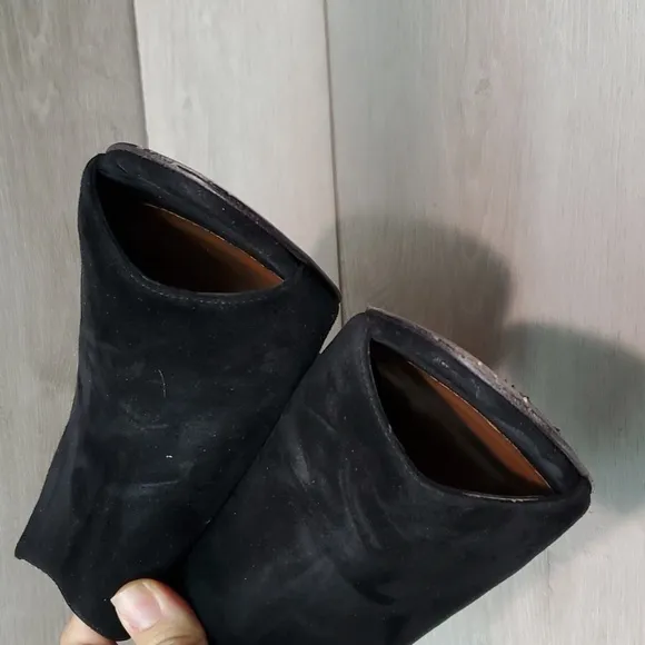 Aquatalia Womens Ankle Suede Heels Open Toe Boots shoes sz 9.5