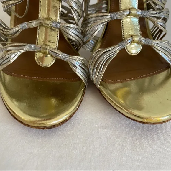 Aquazzura Xena Metallic Cording strappy sandals