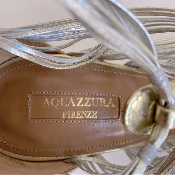 Aquazzura Xena Metallic Cording strappy sandals