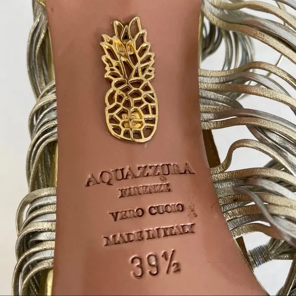 Aquazzura Xena Metallic Cording strappy sandals