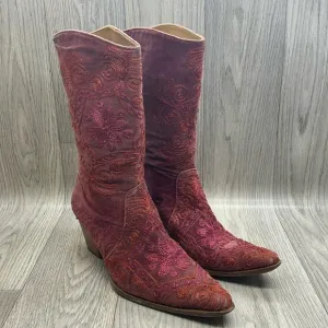 Artemis Embroidered Heel Suede Boots