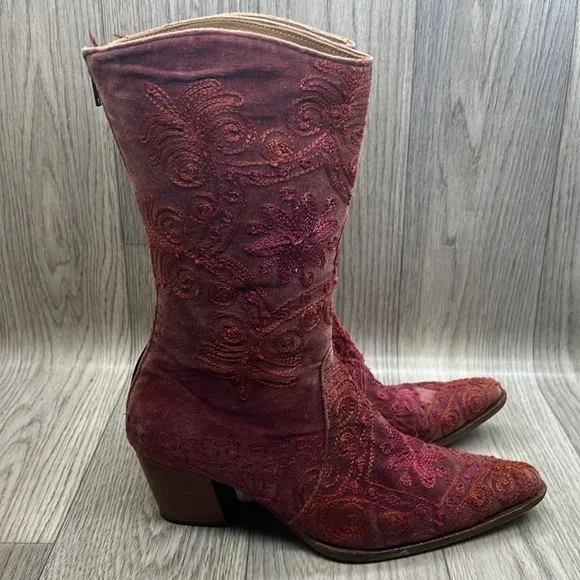 Artemis Embroidered Heel Suede Boots