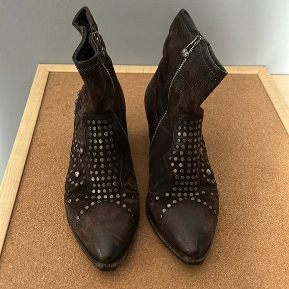 A.S. 98 Brown Studded Ankle Booties size 38 US 7.5