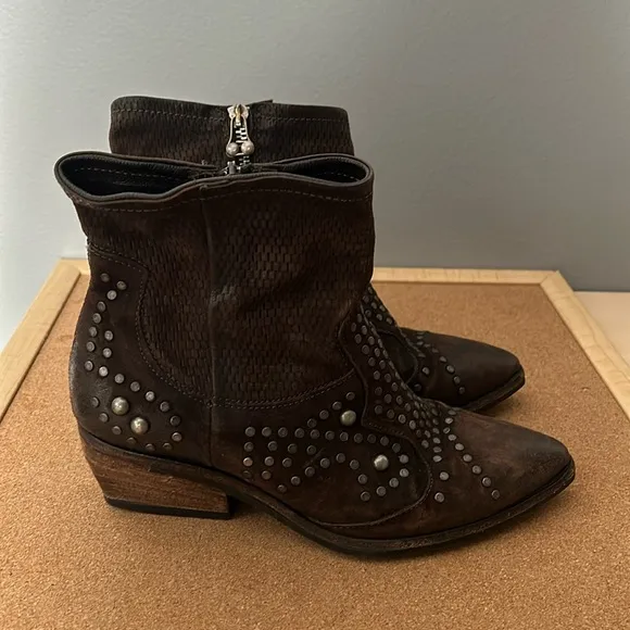A.S. 98 Brown Studded Ankle Booties size 38 US 7.5