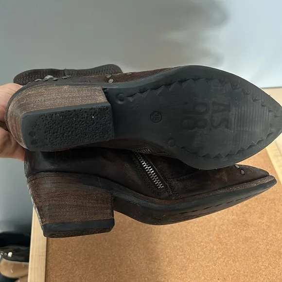 A.S. 98 Brown Studded Ankle Booties size 38 US 7.5