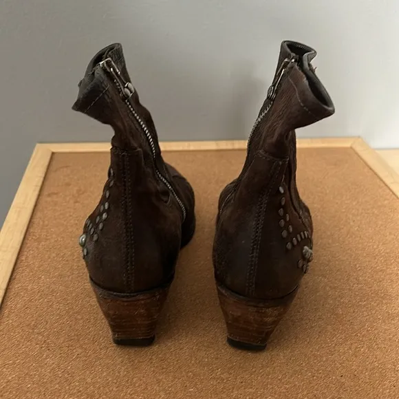 A.S. 98 Brown Studded Ankle Booties size 38 US 7.5