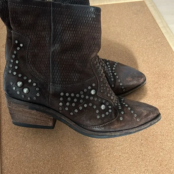 A.S. 98 Brown Studded Ankle Booties size 38 US 7.5