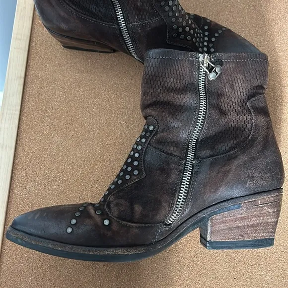 A.S. 98 Brown Studded Ankle Booties size 38 US 7.5