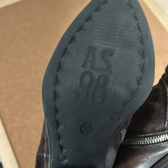 A.S. 98 Brown Studded Ankle Booties size 38 US 7.5