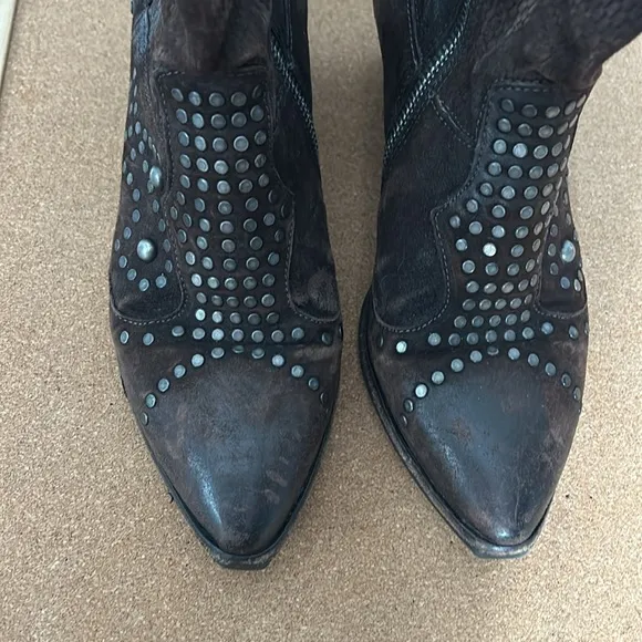 A.S. 98 Brown Studded Ankle Booties size 38 US 7.5