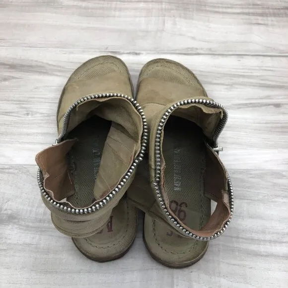 A.S. 98 Sandals Womens EU 38 Ritchie Tan Leather Zip Up Flat Open Toe Shoes