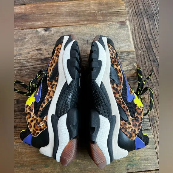 Ash Addict Adult Woman’s Sneakers, Shoes Black Combo Neon Leopard Sz 5 EU 37